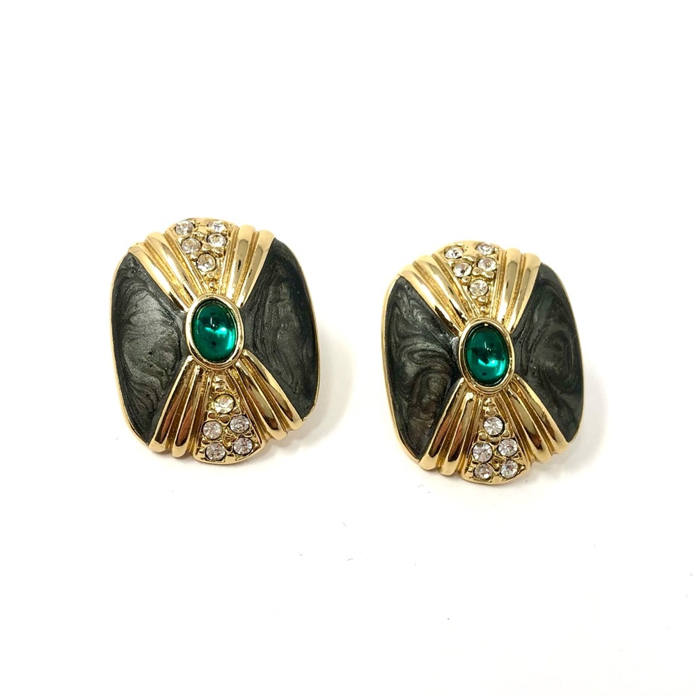 Kenneth Jay Lane KJL for Avon 1980s "Duchess of Windsor" pierced earrings